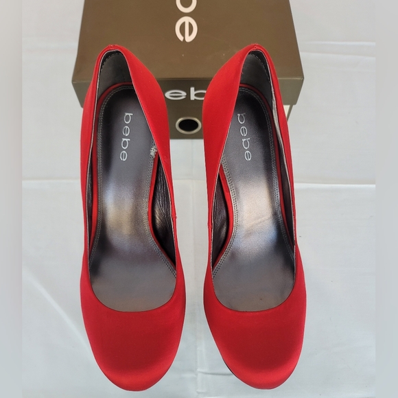 NEW Bebe Riley Platform Heels Heatwave Red - Picture 10 of 11